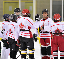 Sandy holding a clinic at the Carlisle Hockey School